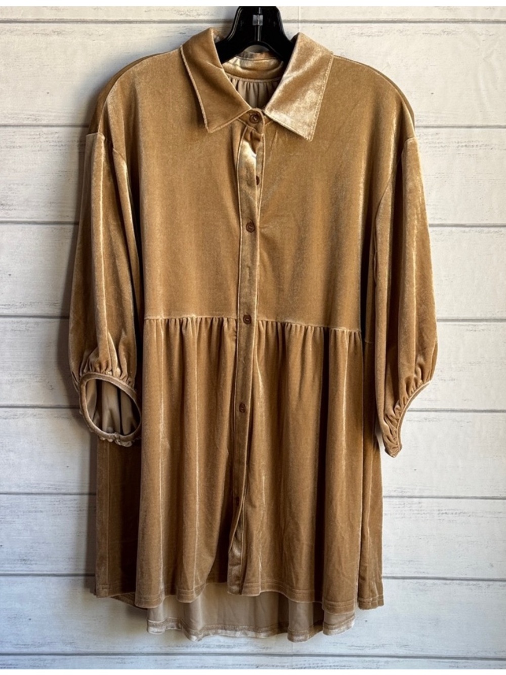 Boutique Beige Crushed Babydoll Dress